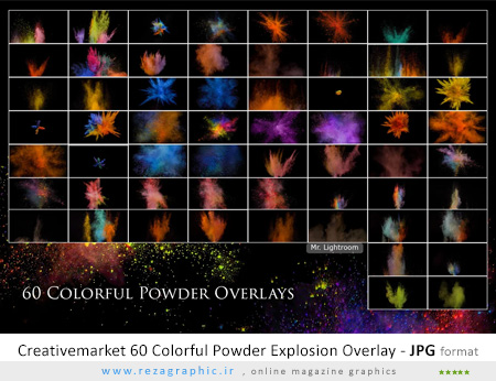 60 تصاویر پوششی انفجار پودر رنگارنگ - Colorful Powder Explosion Overlay